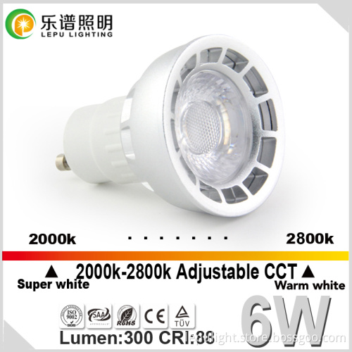 CCT color changed 2000-2800K ra88 GU10 dimmable led cob light with 3 years warranty